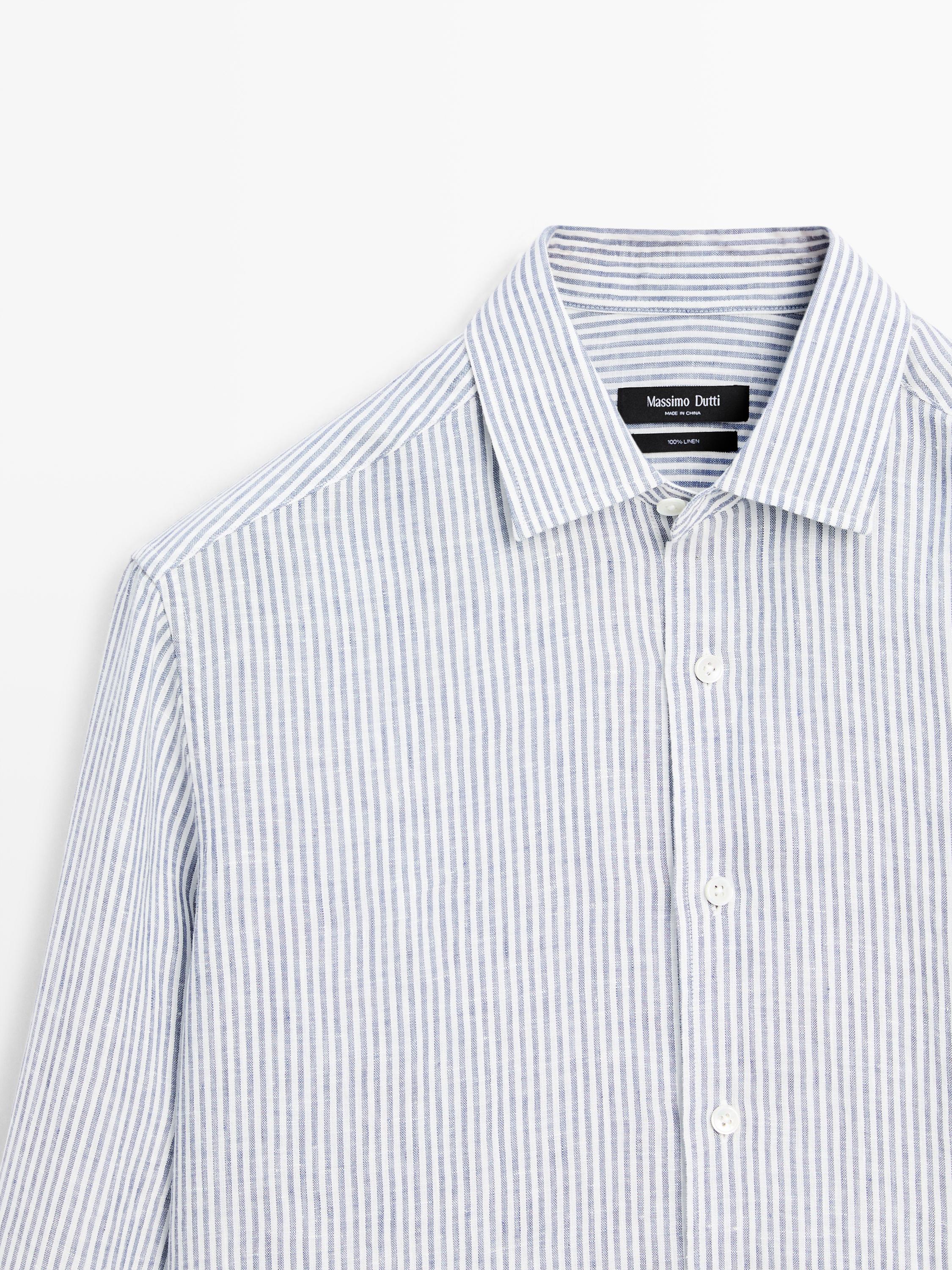 Striped slim fit linen shirt